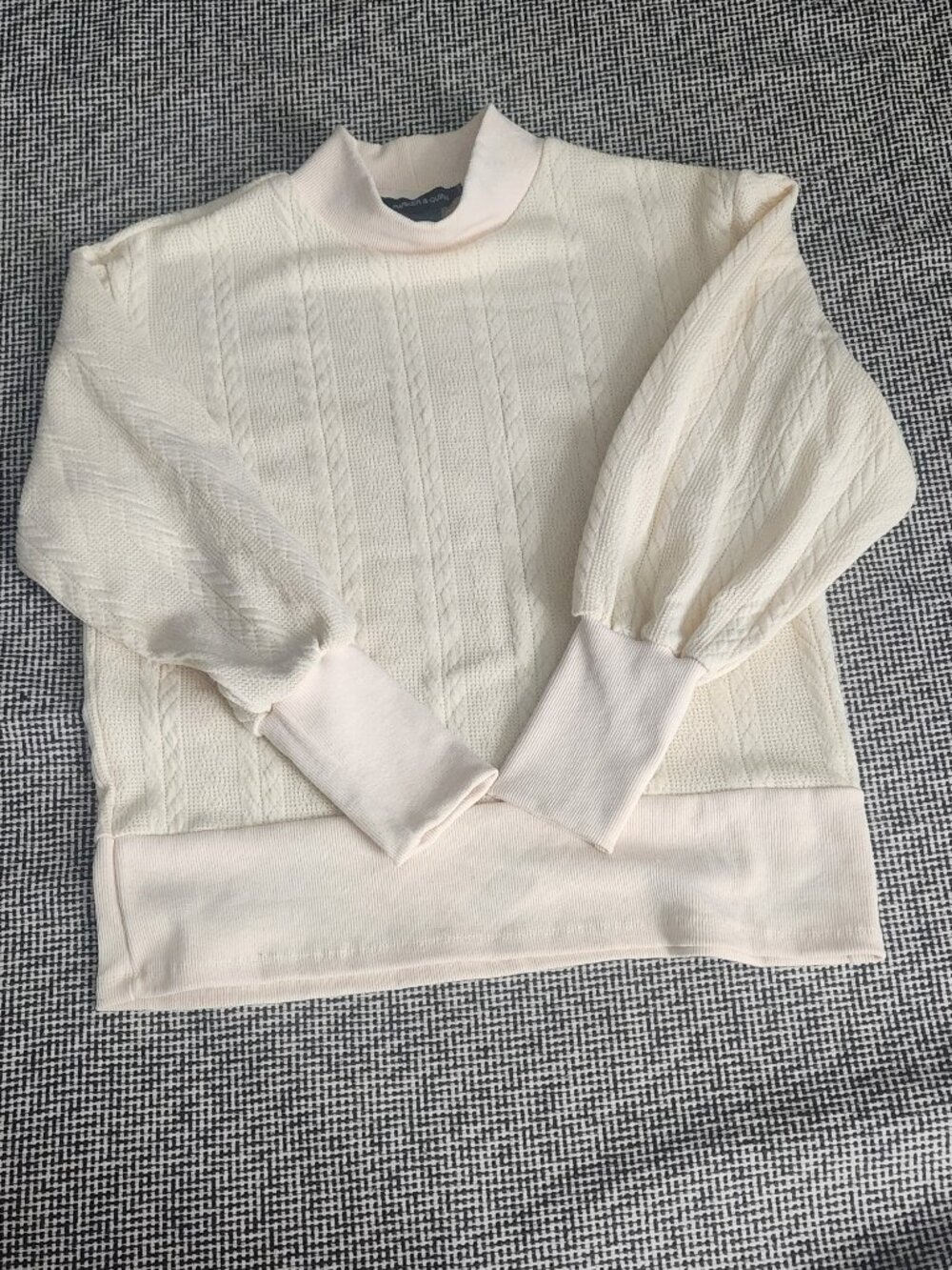 Parker & Quinn Cream Mock Neck Cable Knit Sweater Size L